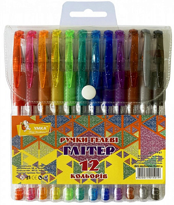 Набор ручек гелевых Умка Glitter 12 шт. ГР47 