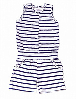 Сарафан-комбинезон Маленькие люди Полоска р.128 белый с рисунком 