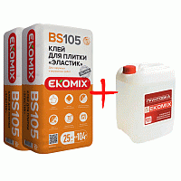 Клей для плитки Ekomix Эластик BS 105 25 кг 2 уп. + Грунт Супер BS 701 5 л