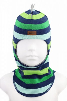 Шапочка детская для мальчика Beezy Дино р.47-49 в полоску 1715 