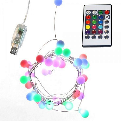 Декоративная гирлянда Джаз Лайт ILDBL32RGB-C-USB-RC встроенный светодиод (LED) 32 ламп 3,7 м