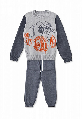 Костюм детский ART KNIT Мопс р.122 сірий із малюнком