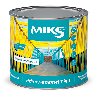 Грунт-эмаль MIKS Color Грунт-емаль 3 в 1 RAL 6005 полумат 0,8кг