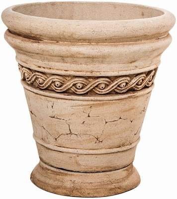 Горшок шамотный Родос ш12 круглый 63,5л бежевый с рисунком 