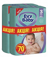 Подгузники Evy Baby Миди Джамбо 5-9 кг 68 шт.(1+1)