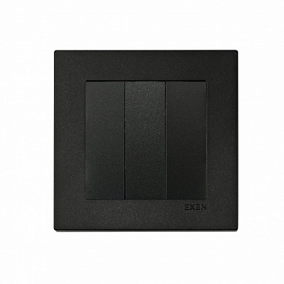 Выключатель кнопочный трехклавишный EXEN Karell без подсветки черный 290-001402-213