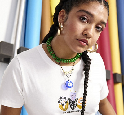 Футболка Converse WHM Graphic Tee 10024264-A01 р.M белый
