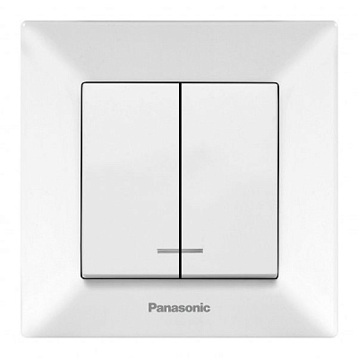 Выключатель двухклавишный Panasonic Arkedia Slim с подсветкой 10 А 250В белый 480100193
