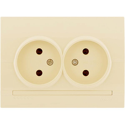 Розетка подвійна без заземлення Lezard Deriy 16 А 250 В без шторок кремовий