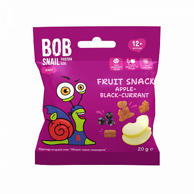 Снеки Равлик Боб Яблуко-чор.смородина, 20г