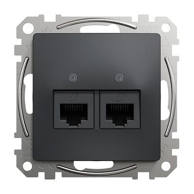 Розетка компьютерная двойная Schneider Electric Sedna Design RJ45 CAT5E UTP черный SDD114452