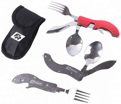 Ложка-вилка Fishing ROI туристическая 4 в 1 Red