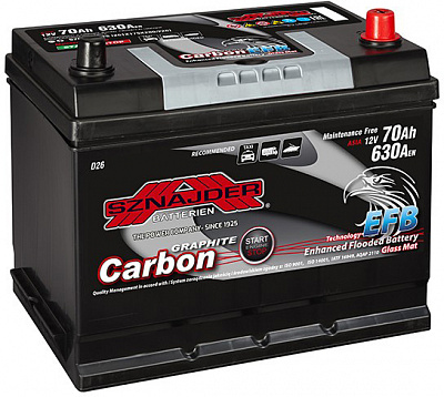 Аккумулятор автомобильный SZNAJDER Carbon Start Stop EFB Asia 70Ah 630A 12V D26 (570 46) «+» справа