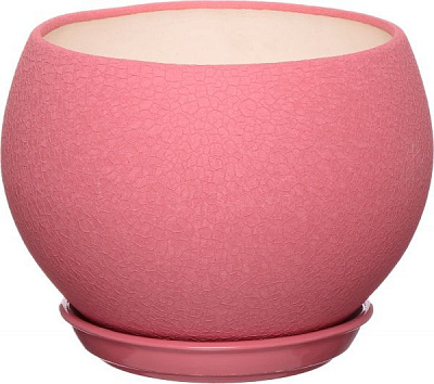Горщик керамічний Оріана-Запоріжкераміка Куля шовк круглий 4,1л рожевий (037-1-134)