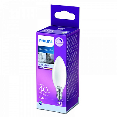 Лампа светодиодная Philips FIL DIM B35 4,5 Вт E14 4000 К 220 В прозрачная 929002430866 