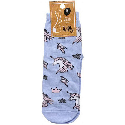 Шкарпетки жіночі Молли Єдиноріг маленький р. 23-25 блакитний