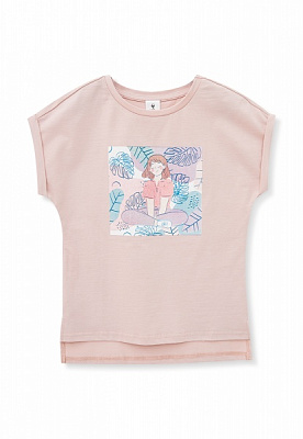 Футболка для девочек Роза р.128 темная пудра 201210 