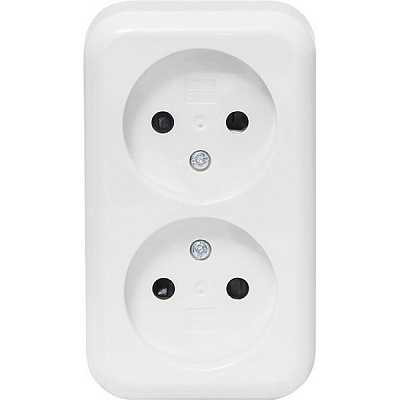 Розетка подвійна без заземлення Expert Power Power без шторок білий HSN-SCP.H3A20G2WTG-WH