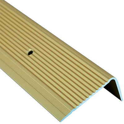 Поріжок алюмінієвий анодований Braz Line рифлений з отворами 45х20x900 мм золото