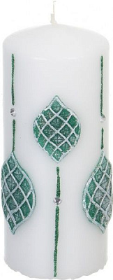 Свічка Циліндр декоративна Аплікація Еліпс 70х150 зелена Pako-If