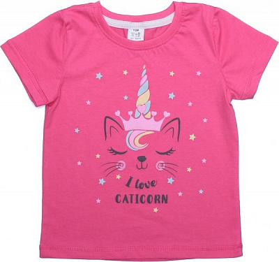 Футболка для дівчаток Luna Kids з принтом I Love Caticorn р.104 рожевий
