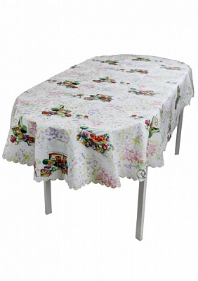 Скатерть водонепроницаемая Simfoni Кружева на розовом 136x176 см Прованс 