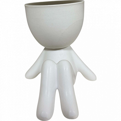 Кашпо керамика человечек 12х9х10 см серый Zhongyang Economic (ZY25A1003)