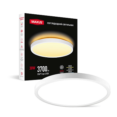 Светильник светодиодный Maxus 30 Вт белый 3000/4100/6000 К 1-MSP-30W-SLIM-WH