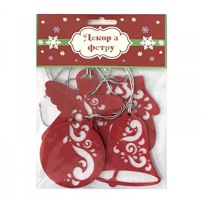 Декор з фетру ажурний Новорічний 4 шт.
