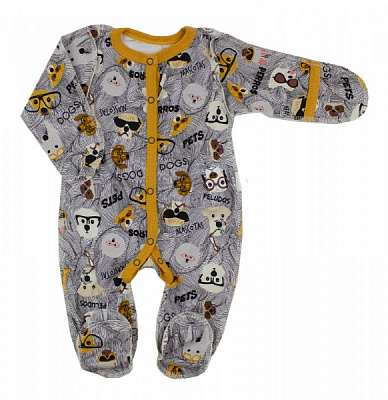 Человечек для девочки Маленькие люди Собачки р.56 серый 