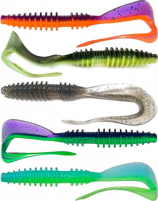 Силикон Wist ND-3.5/2 MIX4 89 мм 5 шт. твистер двухцветный NEW DRAGO 3.5