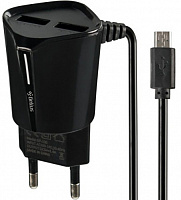 Сетевое зарядное устройство Gelius Pro Edition 2USB + USB кабель MicroUSB (2.4A) Черный 