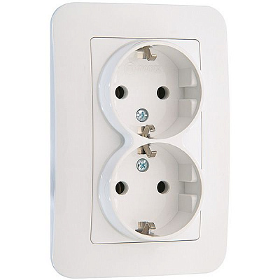 Розетка двойная с заземлением Makel Lillium Natural белый 55057