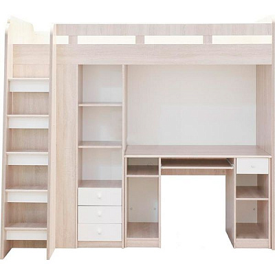 Кровать-горка VMV Holding Юнит 90x200 см белый/дуб сонома