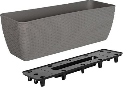 Вазон пластиковий Алеана РОТАНГ 50x18x16 см прямокутний 14,1л какао