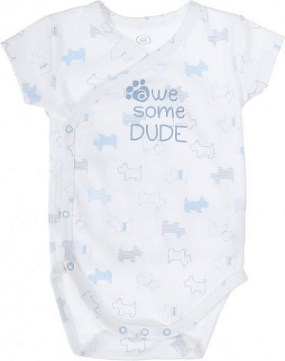 Боди детское Фламинго ясельное Собачки р.68 бело-голубой 141-222-13 