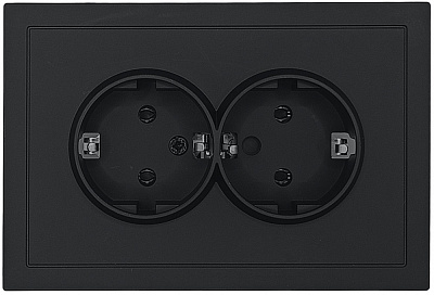 Розетка подвійна побутова із заземленням HausMark Juna IP20 чорний матовий 7041-1700U2-127BQC