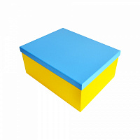 Коробка подарункова прямокутна жовто-блакитна 31х23 см 1110190907