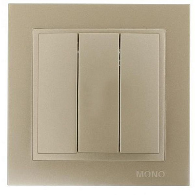Вимикач триклавішний Mono Despina без підсвітки 10 А 250В титан 102-222222-114