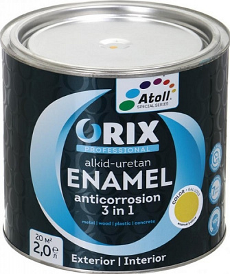 Емаль Atoll ORIX COLOR 3 в 1 RAL 1003 жовтий глянець 2л