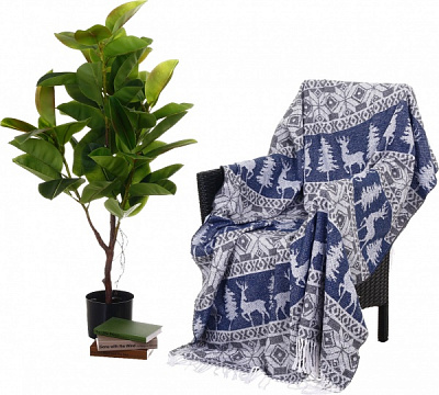 Плед Валенсія NY Winter Forest 140x200 см синій із білим Vladi