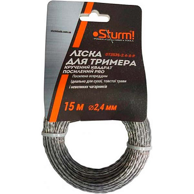 Леска для триммеров Sturm Professional GT3535-2.4-4-P 15 м витой квадрат с сердечником O2.4 мм
