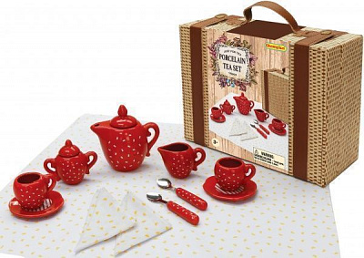 Игровой набор посуды Champion фарфоровый для пикника красный