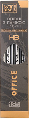 Набор карандашей чернографитных треугольные с резинокой 12 шт Nota Bene