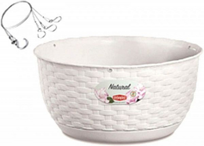 Кашпо пластиковое Stefanplast Natural круглый 5,9л белый (75501) 