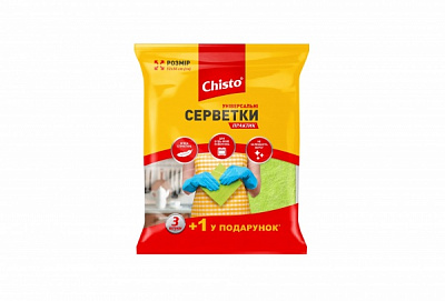 Серветка універсальна Chisto Практик 3+1 шт. 32х36 см 4 шт./уп. жовтий