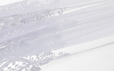 Ткань тюлевая Scarlett Samoa 747201/11 вышивка вензель на сетке 285 см белый 