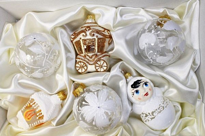 Набор елочных игрушек Кружево d80 мм 8 см 6 шт./уп. 