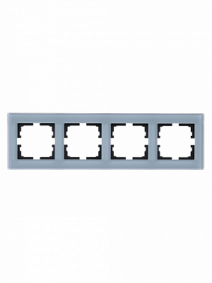 Рамка четырехместная Lezard Vesna горизонтальная матовый серо-голубой 742-M7080-149