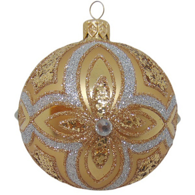 Шар новогодний d80 серебро с золотом 9195 